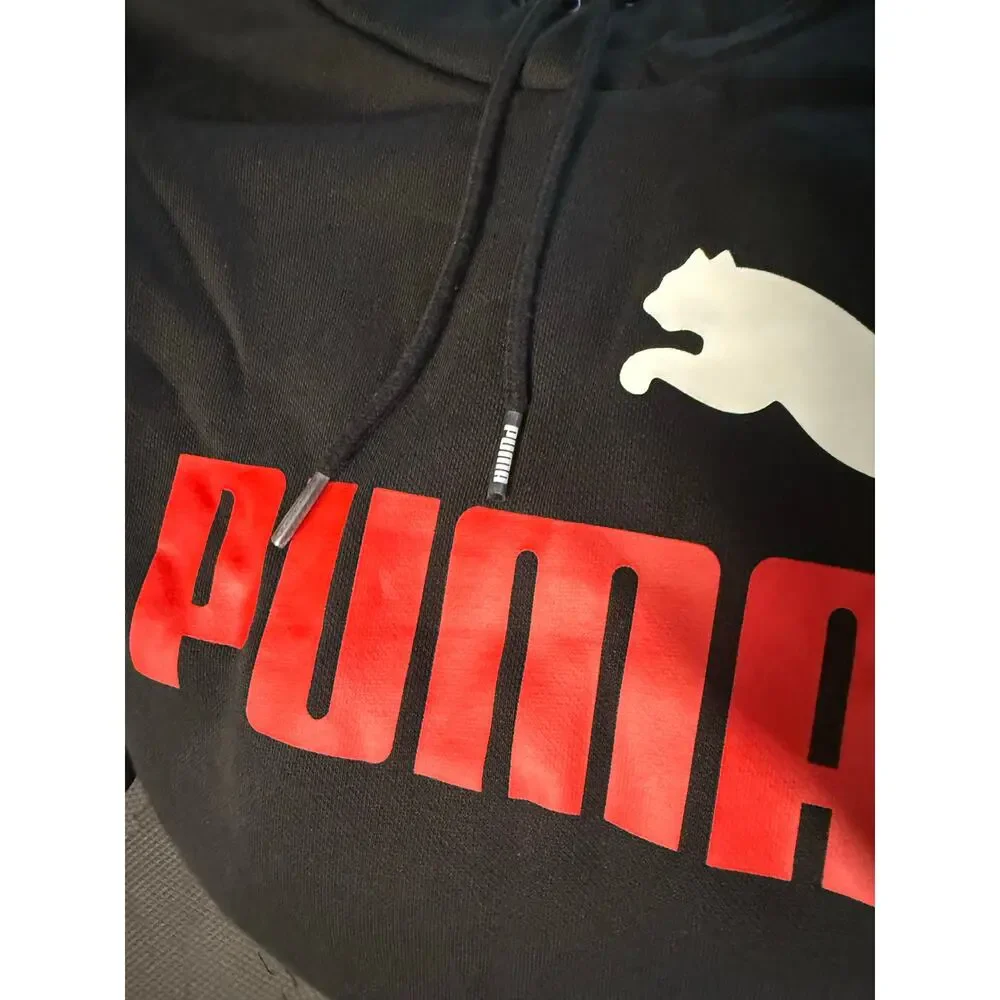 Puma Hoodie Mens Sweatshirt Black Size small red logo - Picture 9 of 10